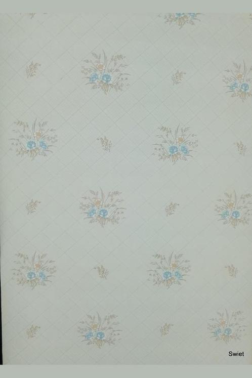 14034 Origineel oud vintage behang bloemen ruit swiet  Zacht, Huis en Inrichting, Stoffering | Behang, Blauw, Wit, Beige, Verzenden
