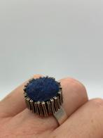 X920 Prachtige zilveren brutalist ring lapis (verstelbaar), Sieraden, Tassen en Uiterlijk, Antieke sieraden, Ophalen of Verzenden