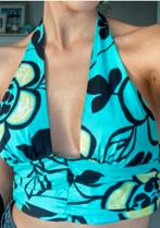 Mintgroene korte haltertop met print mt xs van zara 1 x gedr, Zara, Ophalen of Verzenden, Zo goed als nieuw, Zonder mouw