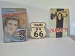 reclame bord elvis rout66 end bugatti, Ophalen, Gebruikt, Reclamebord