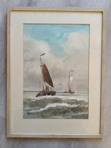 1930 - Botters op zee - Zeegezicht - Gesigneerd beschikbaar voor biedingen