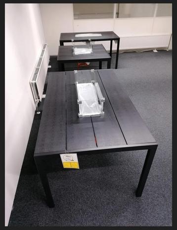Vuurtafel-Eettafel met RVS brander, glasombouw en afdekplaat beschikbaar voor biedingen