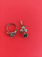 Zilveren (925) hanger Roos met bijpassende Ring de ring is i, Overige voorstellingen, Ophalen of Verzenden, Zo goed als nieuw