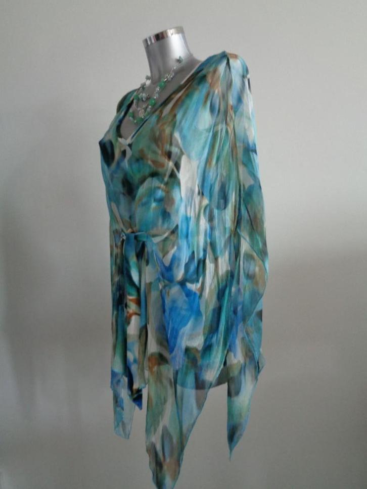 Percy Irausquin - collection prc viscose tuniek jurk, 36 NEW, Kleding | Dames, Jurken, Nieuw, Maat 36 (S), Blauw, Boven de knie