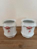 Vintage Bloempotten / vaas met Rozen (2 stuks), Ophalen of Verzenden