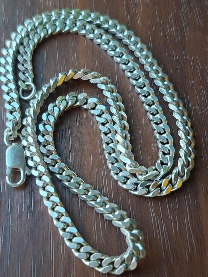 Zilveren Gourmet Ketting 925 Sterling Zilver - 50cm, Sieraden, Tassen en Uiterlijk, Kettingen, Zo goed als nieuw, Zilver, Zilver