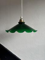 Vintage frans groen driehoek sierlijk hanglamp glazen kap, Ophalen of Verzenden, Zo goed als nieuw, Glas, Minder dan 50 cm