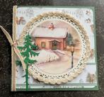 Nr 62 Kerst Winter wenskaart met haakwerk huisje in sneeuw, Hobby en Vrije tijd, Kaarten | Zelfgemaakt, Ophalen of Verzenden, Nieuw