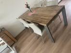 Eetkamertafel met 4 stoelen, Huis en Inrichting, Gebruikt, 100 tot 150 cm, Eikenhout, Ophalen of Verzenden