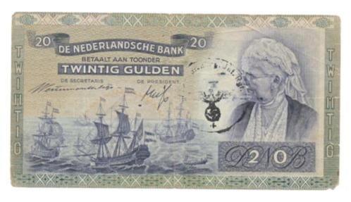 Nederland 20 Gulden 1941 Emma met Duitse stempel, Postzegels en Munten, Bankbiljetten | Nederland, Los biljet, Ophalen of Verzenden