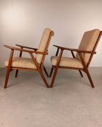 Vintage jaren 60 fauteuils teak | De Ster Gelderland, Huis en Inrichting, Fauteuils, Ophalen, Zo goed als nieuw, 75 tot 100 cm