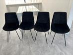 Velours/suede stoelen 4 stuks, Ophalen, Zwart, Zo goed als nieuw, Vier