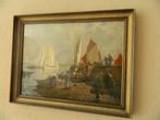 prent van boten aan het strand/haven ( nette staat ), Antiek en Kunst, Kunst | Schilderijen | Klassiek, Ophalen