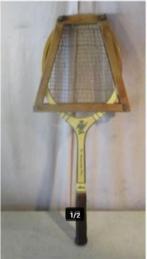 Mooie Retro Houten Tennisracket met spanner - Royal Blue, Ophalen of Verzenden, Racket, Overige merken