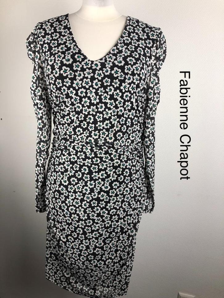 Fabienne Chapot Jurk  (mt: 42) 19,5/8591, Kleding | Dames, Jurken, Zo goed als nieuw, Maat 42/44 (L), Groen, Onder de knie, Ophalen of Verzenden