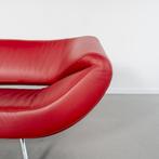 1x Leolux Arabella 3-zits/220cm Bank Rood Leer - Chroom, Huis en Inrichting, Banken | Bankstellen, Niet ingevuld, Niet ingevuld