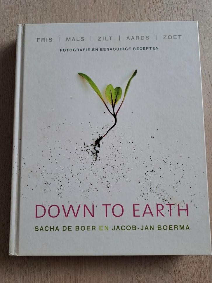 DOWN TO EARTH - Jacob-Jan Boerma en Sacha de Boer, Boeken, Kookboeken, Zo goed als nieuw, Ophalen of Verzenden
