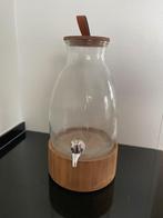 Limonade/sap kan van glas met hout.1x gebruikt, Huis en Inrichting, Keuken | Servies, Ophalen, Glas of Glazen, Overige stijlen