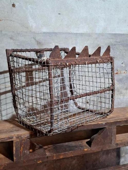 Oude antieke oestermand oester schepnet schelpennet vangkorf, Tuin en Terras, Tuinwanddecoratie, Gebruikt, Ophalen of Verzenden