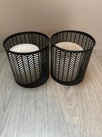 Set van 2 zwarte metalen kandelaars, Zwart, Ophalen of Verzenden, Zo goed als nieuw, Metaal