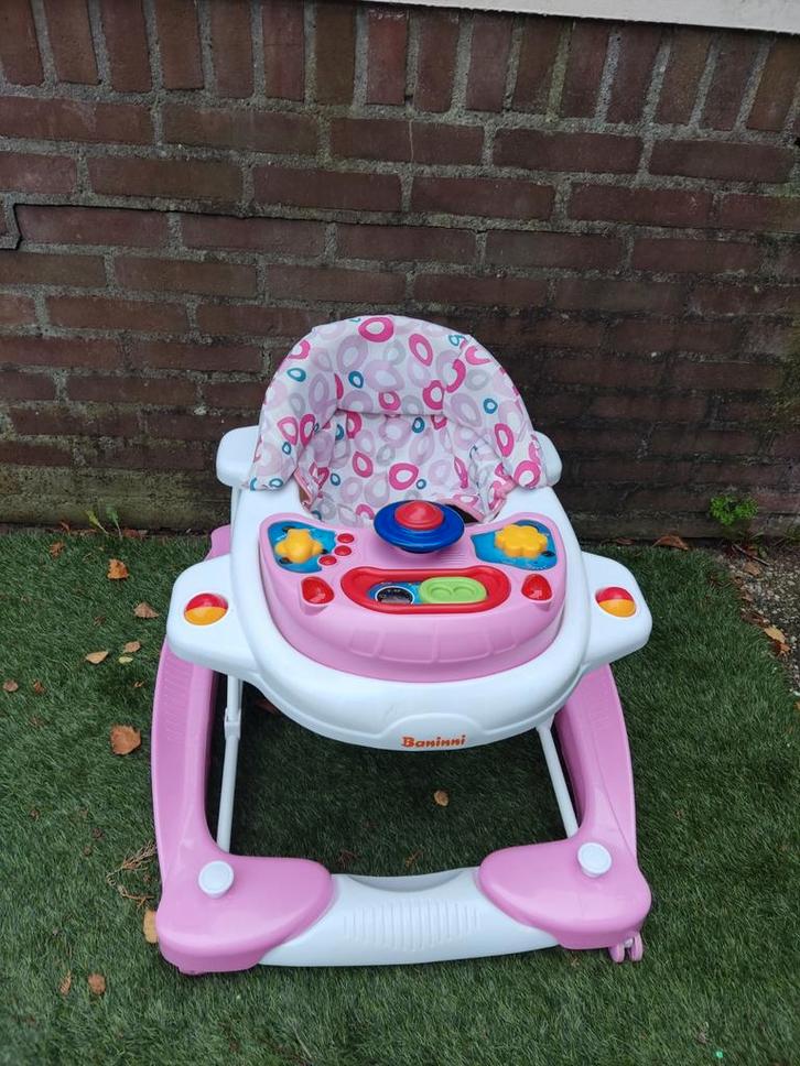 Roze Baninni Loopstoel, Kinderen en Baby's, Wipstoeltjes, Gebruikt, Wipstoel, Overige merken, Met gordel(s) of riempje(s), Verstelbaar