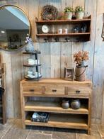 Mooie teak houten sidetable met 3 lades en 2 onderbladen  B, Nieuw, Ophalen of Verzenden