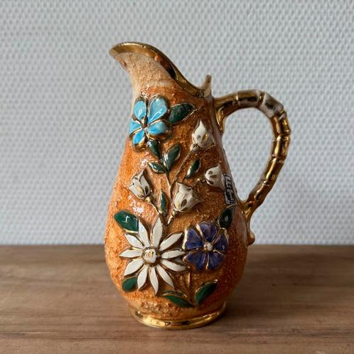 Antieke H. Bequet Schenkkan, Vaas, Majolica Stijl, 17,5 cm, Antiek en Kunst, Antiek | Keramiek en Aardewerk, Ophalen of Verzenden