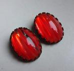 Jaren '30 / '40 Murano glazen oorbellen / clips. Rood, Sieraden, Tassen en Uiterlijk, Antieke sieraden, Ophalen of Verzenden, Koper
