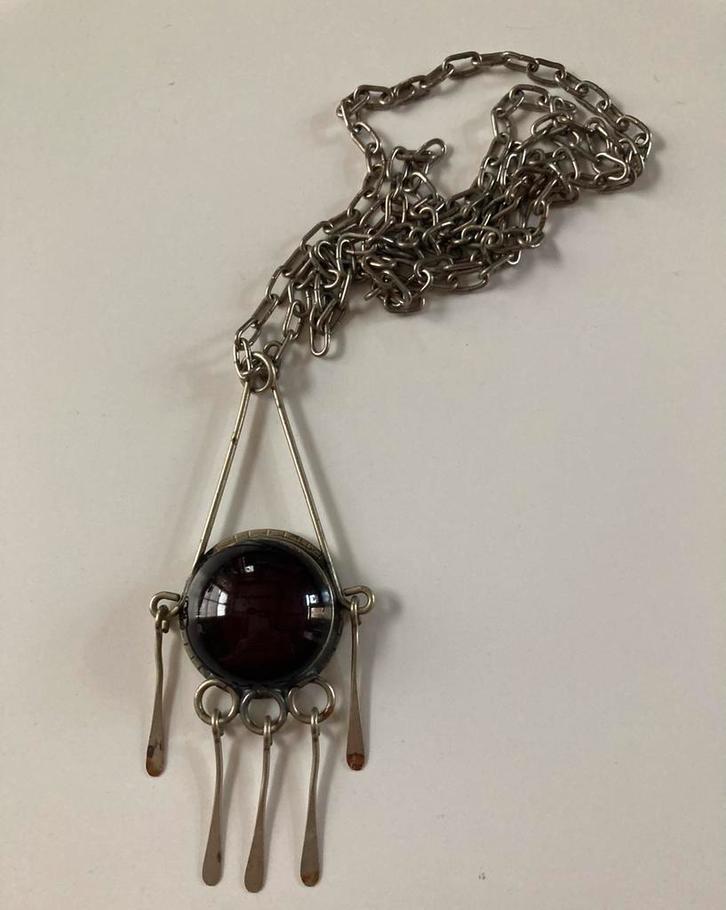 Amsterdamse school ketting met hanger pampels, Antiek en Kunst, Curiosa en Brocante, Verzenden