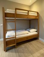 Massief Eiken Stapelbed + 2 pocketvering Matrassen, 160 tot 180 cm, Tweepersoons, Ophalen of Verzenden, Zo goed als nieuw