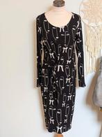 Zwarte jurk met print - Maat M, Juffrouw Jansen, Kleding | Dames, Maat 38/40 (M), Zwart, Ophalen of Verzenden, Zo goed als nieuw