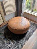 Vintage leren poef, Huis en Inrichting, Banken | Voetenbanken en Poefen, Ophalen, Leer, 75 tot 100 cm, Zo goed als nieuw