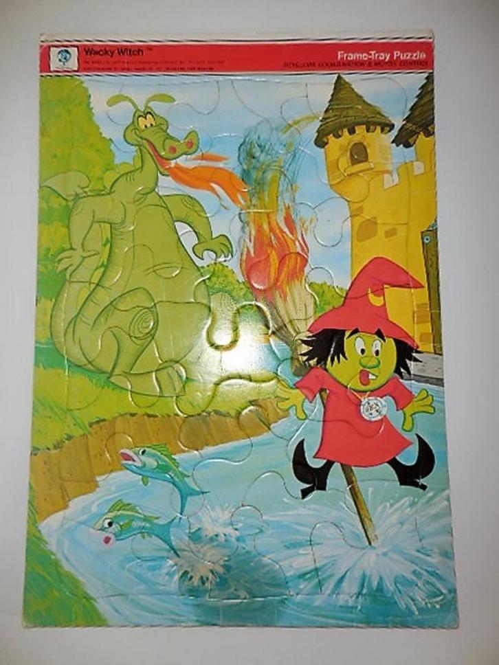 Vintage Wacky Witch /Heks Frame Tray Puzzel van de Jaren 70, Kinderen en Baby's, Speelgoed | Kinderpuzzels, Gebruikt, 10 tot 50 stukjes