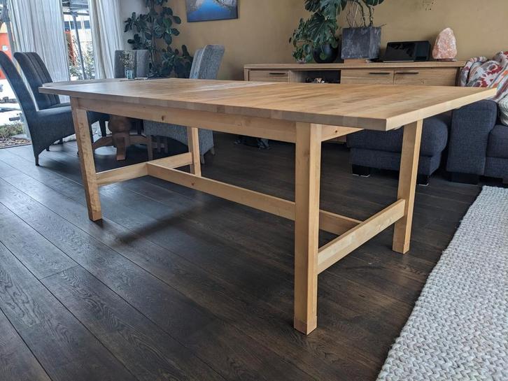 Grote beuken IKEA uittrekbare tafel, Huis en Inrichting, Tafels | Eettafels, Gebruikt, 50 tot 100 cm, 200 cm of meer, Rechthoekig