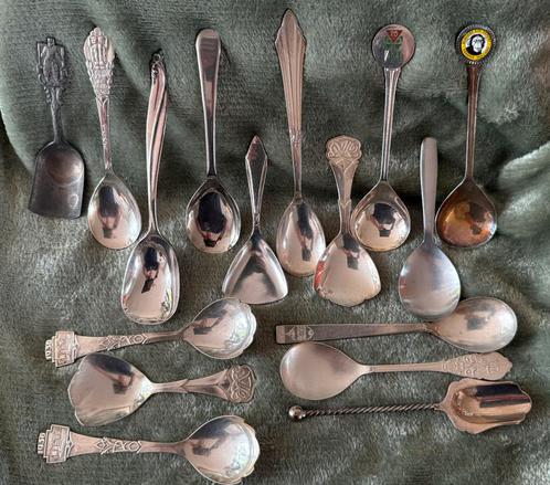 16 suikerlepels/scheppen meest verzilverd, Antiek en Kunst, Antiek | Goud en Zilver, Ophalen of Verzenden