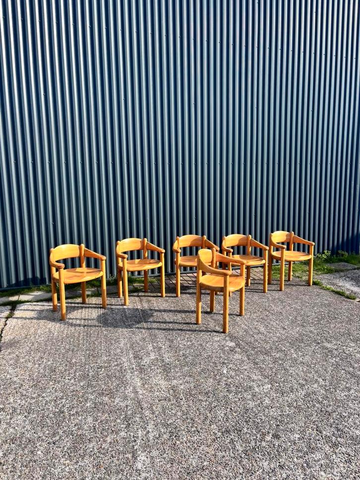 6 x Rainer daumiller eetkamerstoelen design, Huis en Inrichting, Stoelen, Zo goed als nieuw, Hout, Bruin, Ophalen