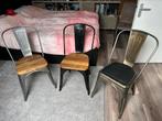 Mooie stevige metalen (Tolix) cafestoelen, Huis en Inrichting, Ophalen, Drie, Zwart, Zo goed als nieuw