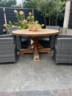 Teak tuintafel - 140cm - in nette staat!, Tuin en Terras, Ophalen, Gebruikt, Rond, Teakhout