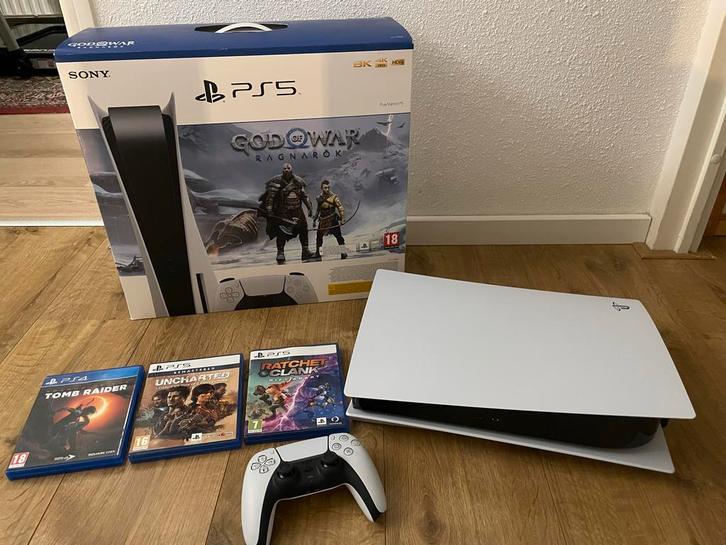 PlayStation 5 disk edition + Controller + 3 Games, Spelcomputers en Games, Spelcomputers | Sony PlayStation 5, Gebruikt, Playstation 5
