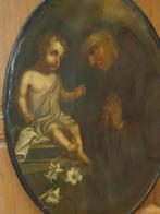 Ca 1800 H Dominicus & kind Jezus medaillon antieke olie/doek, Antiek en Kunst, Kunst | Schilderijen | Klassiek, Ophalen