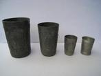 TINNEN BEKERS  4 STUKS ;  ANTIEK 3X .  ca. 1880, Verzenden