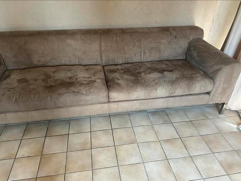 Vierzits suede leren bank taupe VT wonen bank, Huis en Inrichting, Banken | Bankstellen, Ophalen of Verzenden