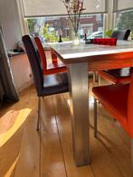 Robuuste tafel met 6 stoelen, Huis en Inrichting, Complete eetkamers, Ophalen, Gebruikt, 4 tot 6 stoelen