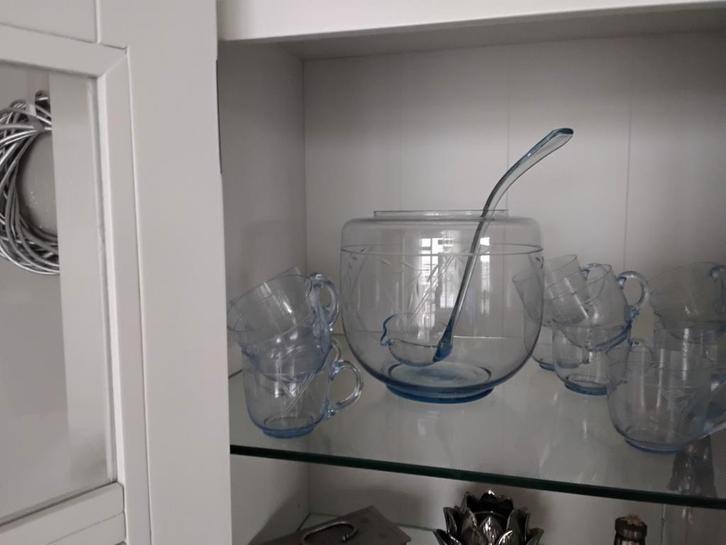 Glazen Punch Set, Huis en Inrichting, Keuken | Servies, Zo goed als nieuw, Kop(pen) en/of Schotel(s), Effen, Glas, Ophalen
