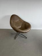 Label Hidde Fauteuil Bruin Leer - Chroom, Huis en Inrichting, Fauteuils, Niet ingevuld, Gebruikt, 75 tot 100 cm, Ophalen of Verzenden