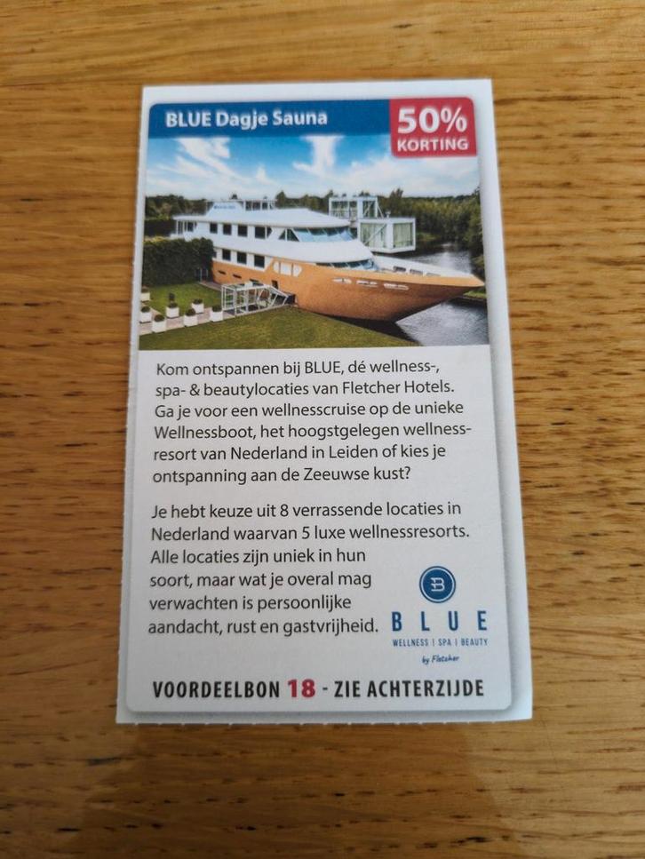 Kortingsbon voor Blue sauna, Tickets en Kaartjes, Kortingen en Cadeaubonnen, Drie personen of meer, Spa of Sauna, Kortingsbon