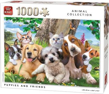 King - Animal Collection - PUPPIES AND FRIENDS puzzel 1000 beschikbaar voor biedingen