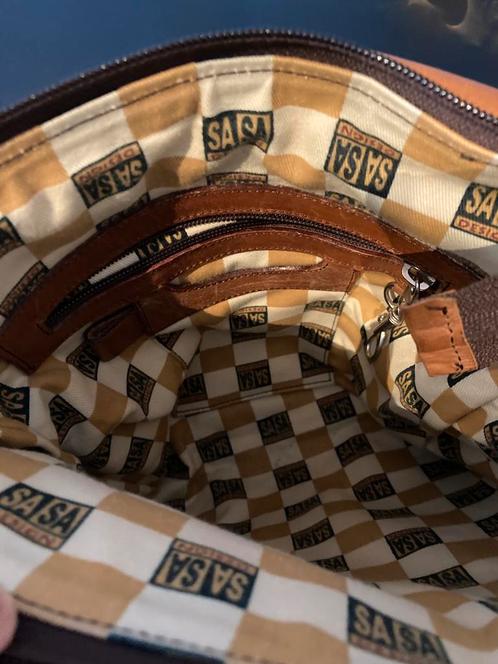 SASA Design vintage leren schoudertas INCL VERZENDKOSTEN, Sieraden, Tassen en Uiterlijk, Tassen | Schoudertassen, Gebruikt, Ophalen of Verzenden