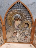 Prachtige Byzantijnse icoon (drieluik) – Maria met kind & en, Antiek en Kunst, Ophalen of Verzenden