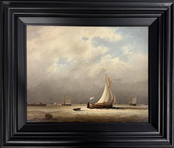 Johan van Rijsewijk – Schepen op kalme zee dreigende lucht beschikbaar voor biedingen